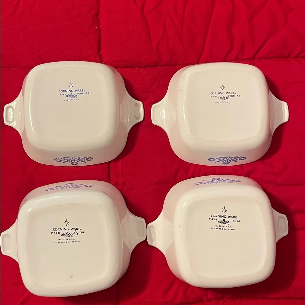 Set of 4‎ Blue Cornflower Baking Dishes